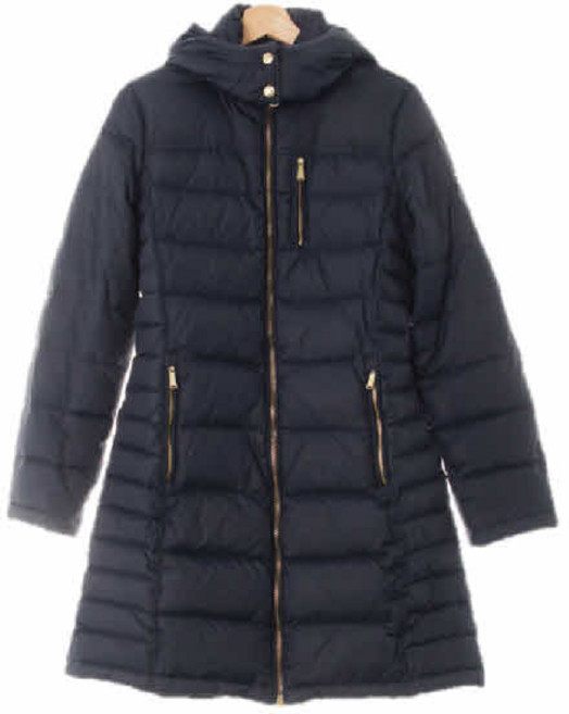9457 MlCHAELKORS 네이비 덕다운 하이넥후드퀼팅롱패딩점퍼 [S]