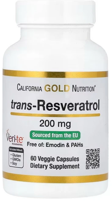 캘리포니아골드뉴트리션 CGN 트랜스 레스베라트롤 200mg 60베지캡슐 폴리페놀 포도껍질 이탈리아원료 Veri-te, 1개, 60정 - 쿠팡