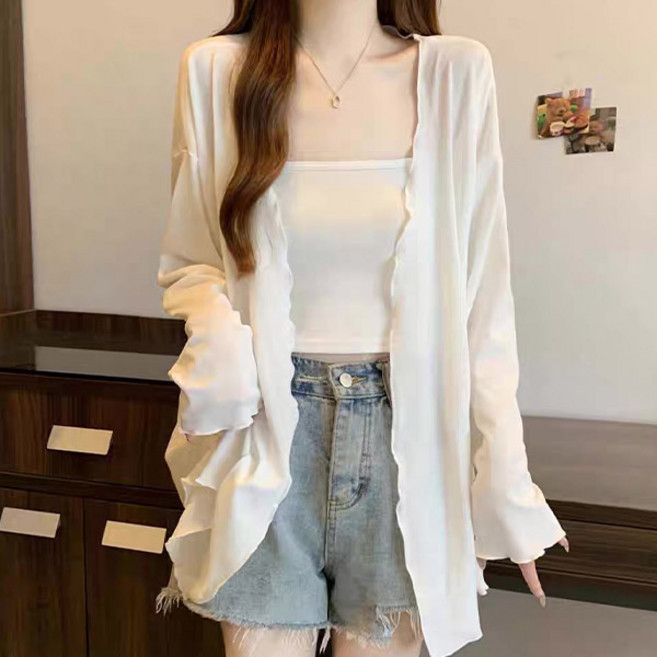 드마엘 여성 릴리스 찰랑 썸머 시스루 하프 긴팔가디건+델로나