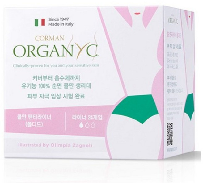 콜만 유기농 100% 순면 생리대 라이너, 일반, 24매, 3개