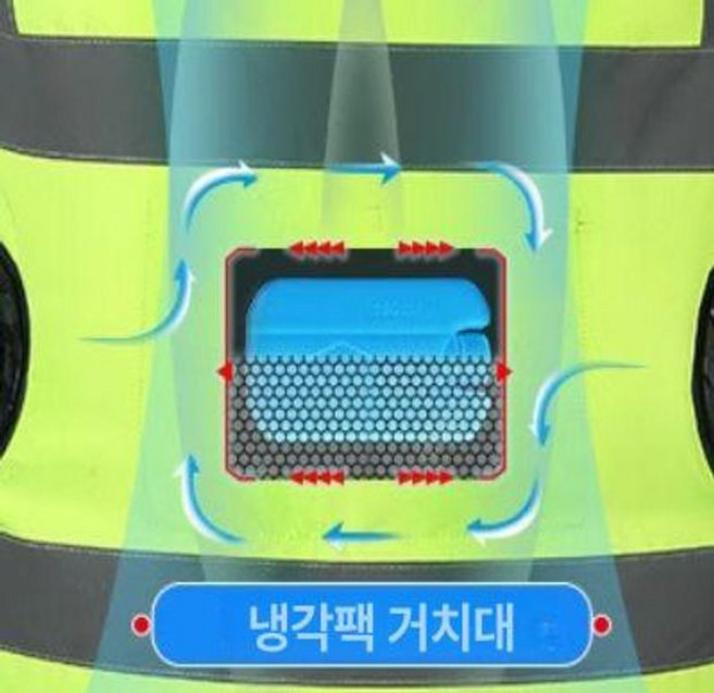 신호수조끼 선풍기 냉풍 형광 조끼 조끼풀 레드네이비, 1개, 얼음 결정