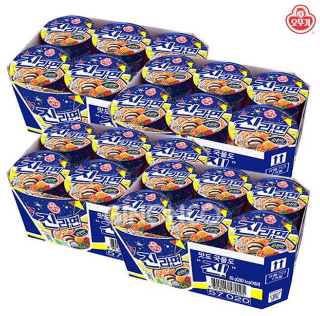 오뚜기 진라면 순한맛 소컵 65g (6입) 컵라면 무배, 4세트