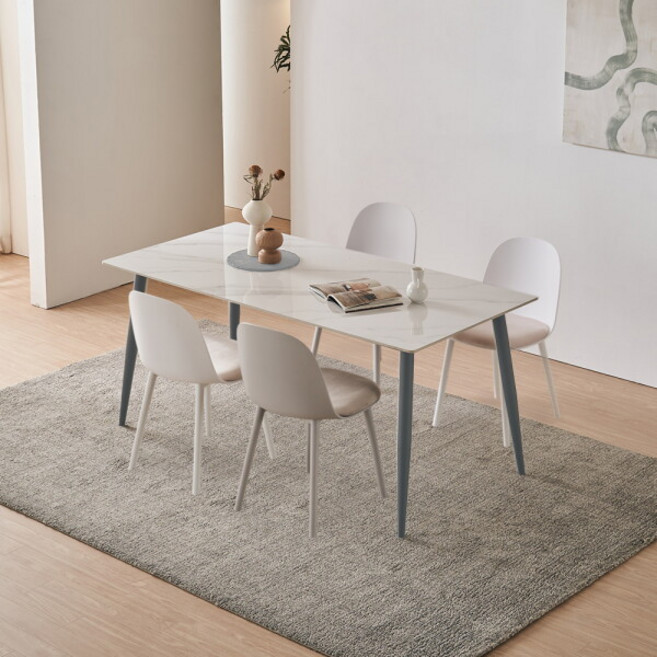 [파로마] [착불] 이즈 제스퍼 세라믹 사각 1600 4인 식탁 세트 IFO181, 식탁색상:세라믹화이트 / 의자색상:그레이4, 상세 설명 참조