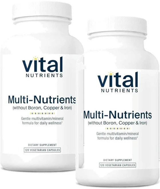 바이탈 뉴트리언츠 멀티-뉴트리언트 보론 코퍼 앤 철분프리 멀티비타민 캡슐 Vital Nutrients Multi-Nutrients, 2개, 120정 - 쿠팡