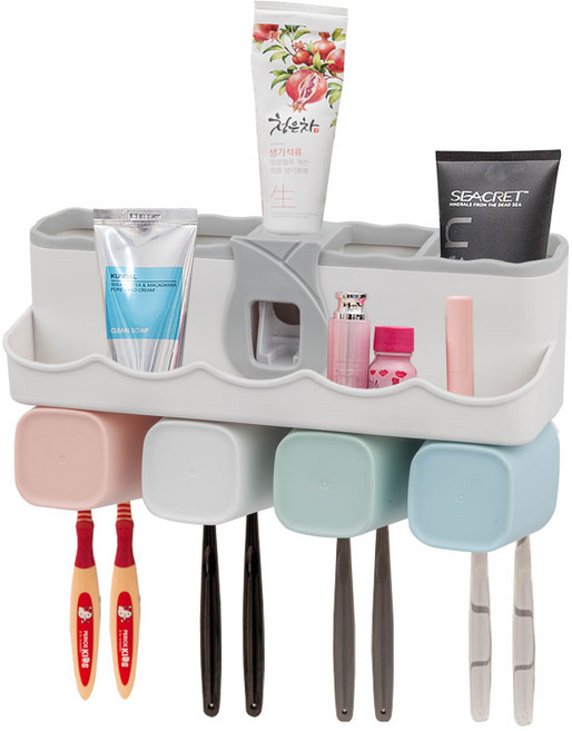 케이케이컴퍼니 다용도 치약짜개 포함 칫솔걸이, B타입 4구, 1개