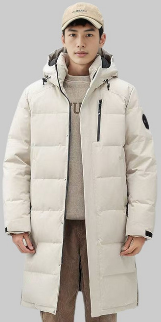AOKADA남녀공용 겨울 오버핏 덕다운 롱패딩 후드 오리털 코트 아우터