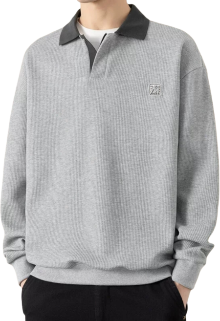 Makone 남성 가을 겨울 캐주얼 루즈핏 카라넥 긴팔 티 셔츠