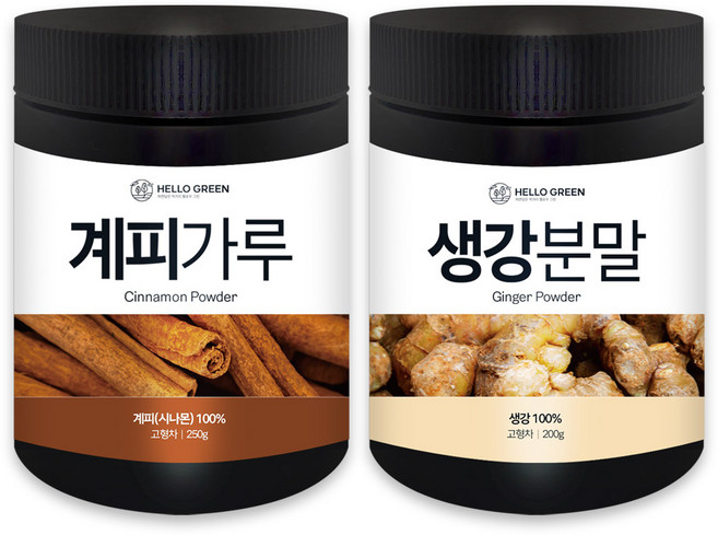 헬로우그린 계피가루 250g+생강분말 200g(통) 세트, 1세트, 250g