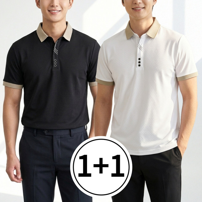수지나 남성 통기성 카라 반팔 티셔츠 2종세트