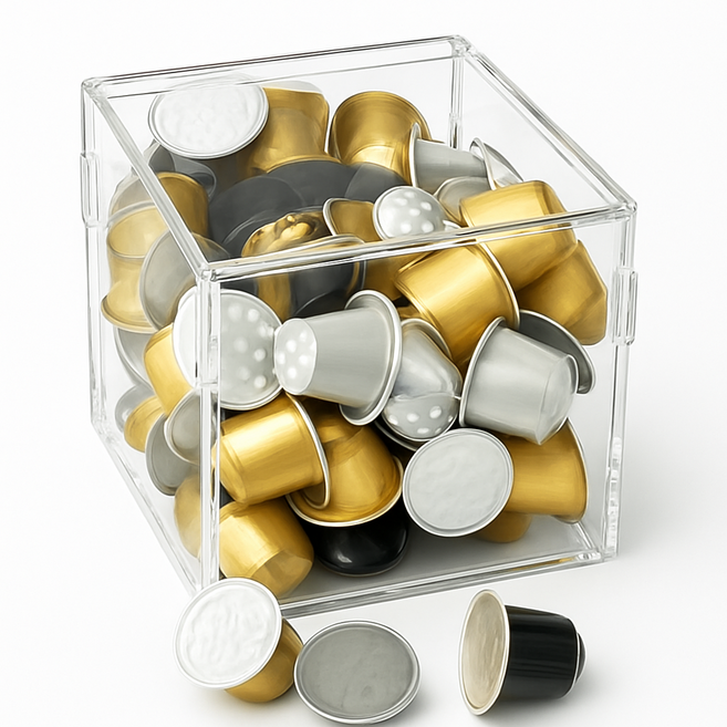 투더 홈카페 커피 캡슐 보관함 투명 아크릴 보관함, L 13.5x13.5x13.5cm 1개, 1개