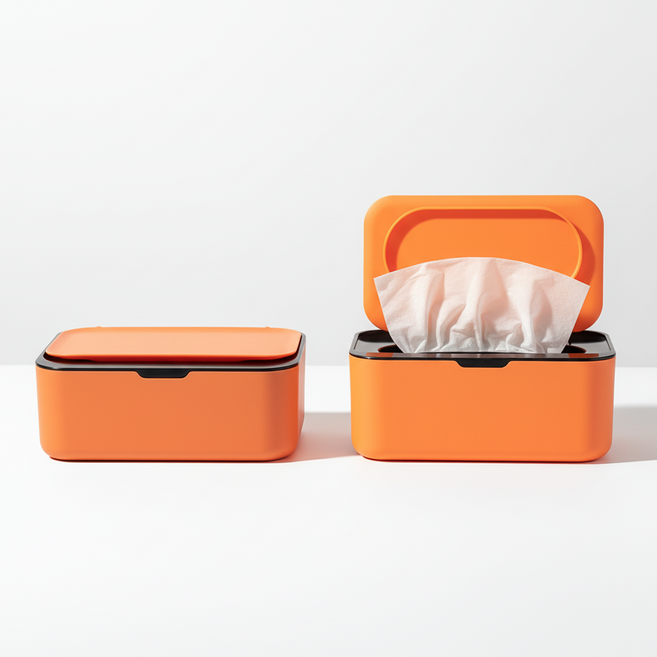 에이솜 다용도 휴지 케이스 티슈 케이스 핸드타올 케이스 물티슈케이스 물티슈 케이스, 1개, 블랙 오렌지