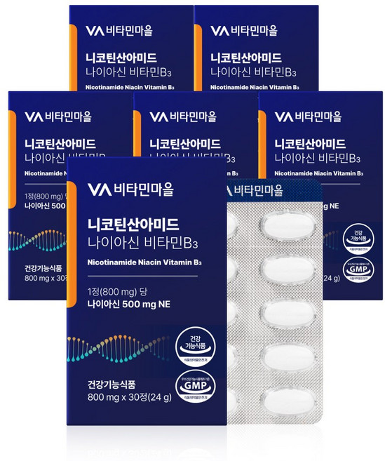 비타민마을 고용량 500mg 니코틴산아미드 나이아신 비타민b3, 6개, 30정