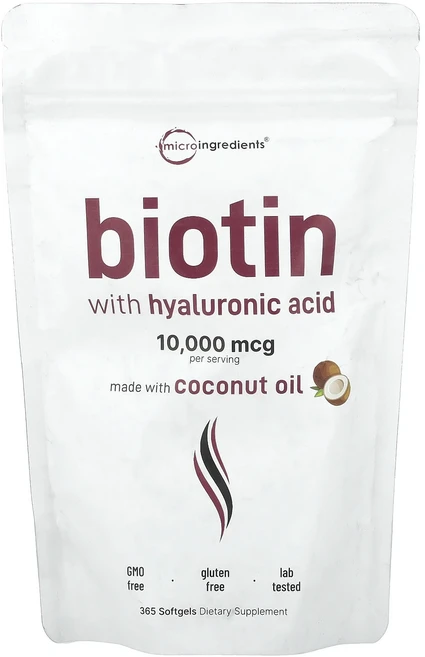 새해 첫좋은선물 Micro Ingredients 히알루론산 함유 비오틴 소프트젤 365정 제대로 할인합니다, MicroIngredients히알루론산함유비오틴소프트젤, 1개 - 쿠팡