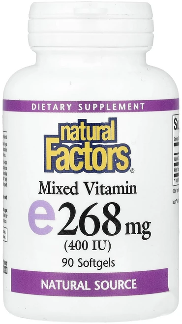 Natural Factors 혼합 비타민E 268mg(400IU) 소프트젤 90정, NaturalFactors혼합비타민E268mg400IU, 1개 - 쿠팡