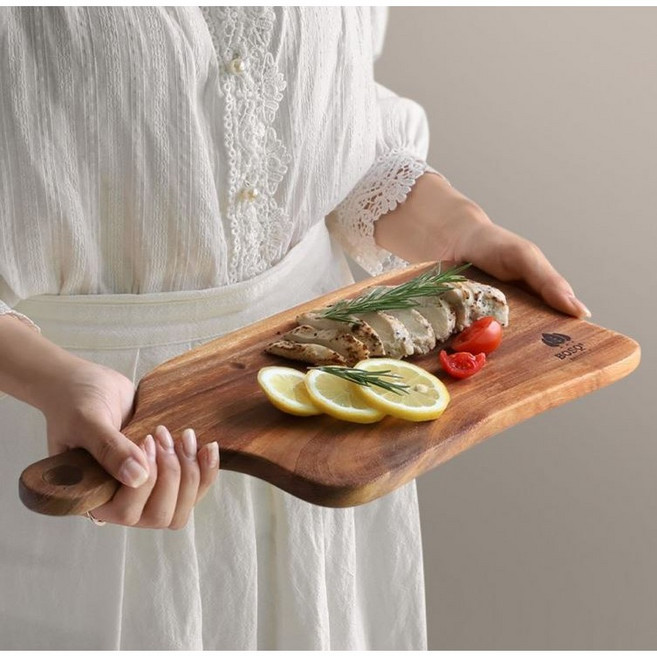캠핑 홈파티 플레이팅 우드 감성 수제 나무 도마, 1개
