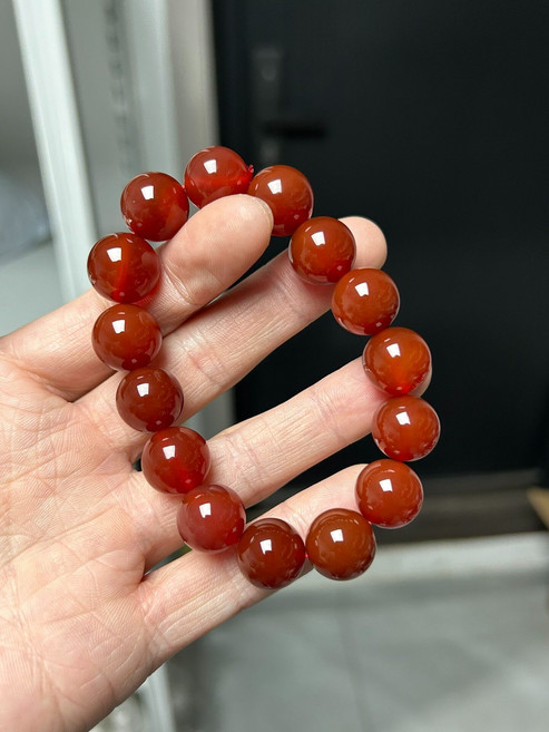 天然紅瑪瑙手串 14mm