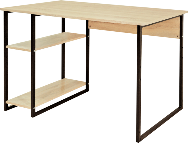 HOPMA 工業風單邊層架美耐皿板工作桌 E-D488 120x60x74.5cm 附層架, 淺橡(漂流)木