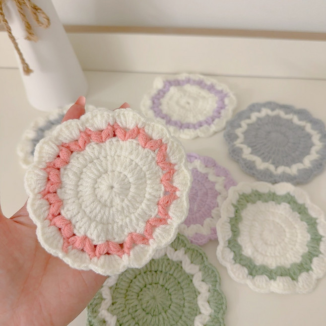 샤베트 방석 은신처방석 티코스터, 1개, 화이트(핑크)