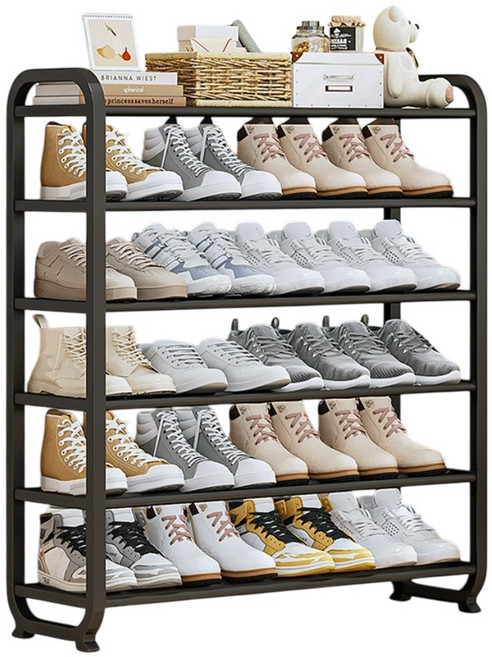 레디박스 현관 튼튼 간편조립 신발장 신발정리대 미니 선반 수납함 75cm, 블랙, 6단