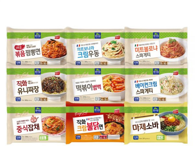 면사랑 냉동용기면 9종 BEST세트 총 8개크림우동 볶음짬뽕 유니짜장 미트볼로냐 베이컨 떡볶이범벅 중식잡채 크림불닭 마제소바, 크림우동2+볶음짬뽕2+유니짜장2+크림불닭2