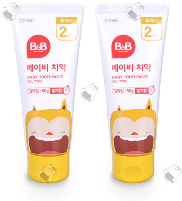비앤비 베이비 치약 플러스 겔형 / 딸기향, 60g, 2개