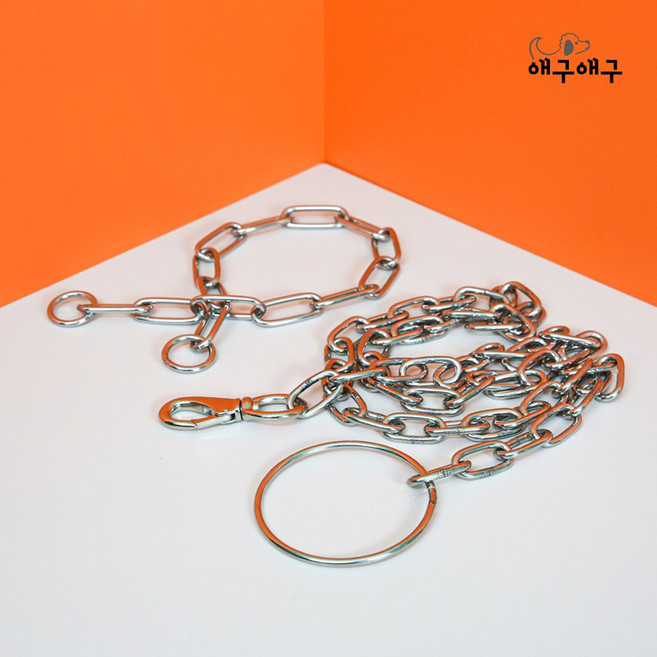 애구애구 강아지 대형견 체인 목줄 리드줄, 1개
