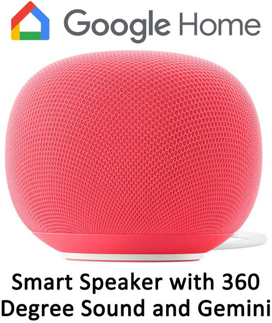 2026 구글 홈 스마트 스피커 Google Home Speaker - AI 제미나이, Berry, 10.6cm