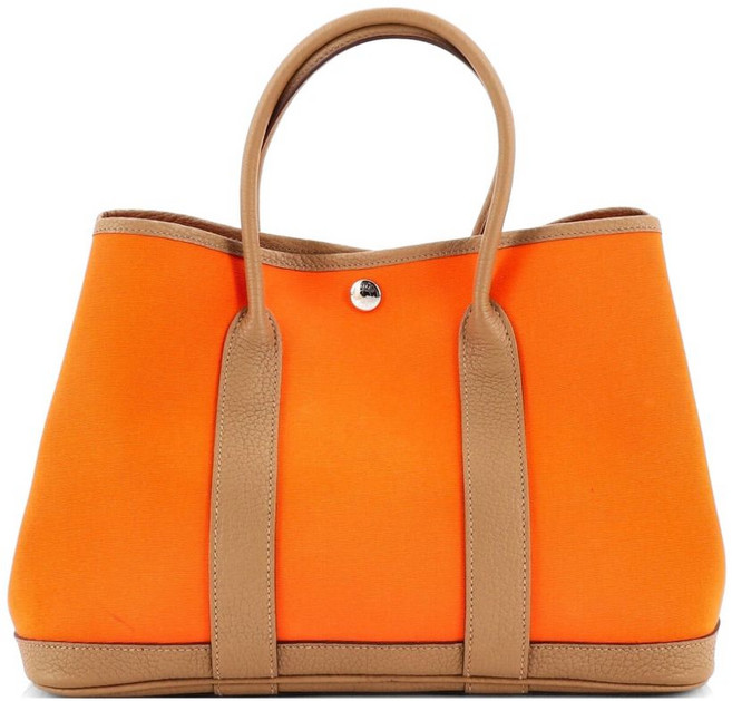 에르메스 중고 가든 파티 투알 앤 레더 30 토트 백