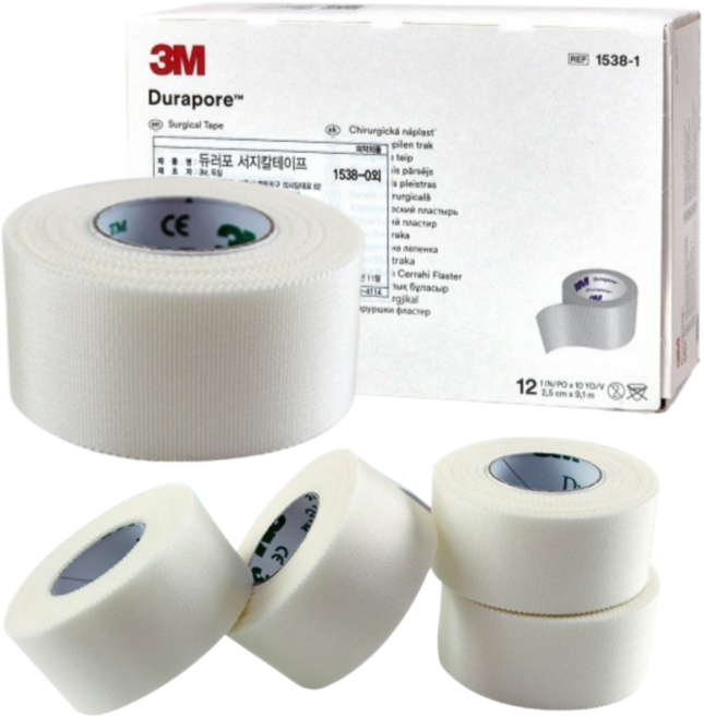 3M 실크 서지컬 듀라포어 반창고 구강호흡 입막음 핑거스프린트 저알러지 테이프, 1박스, 12개입