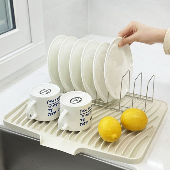 워터드롭 물빠짐 실리콘 식기건조 드라잉매트 2size, 1개, 물빠짐 드라잉매트-아이보리-초특대형, 1단