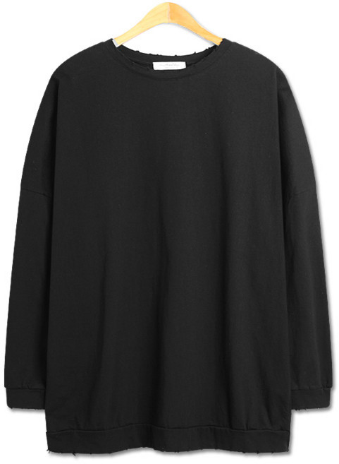 탑보이 삼단 구제 오버핏 긴팔 티셔츠 (MZ202)