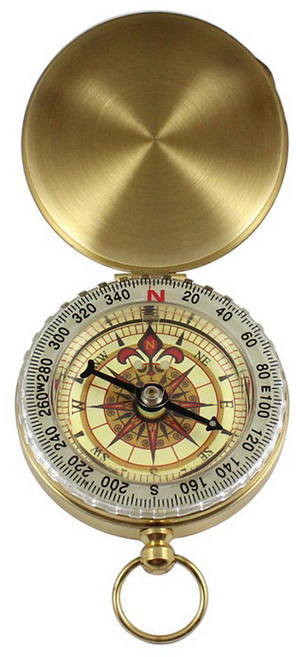 클래식 휴대용 캠핑 등산나침반 선물용 야광 나침반, 골드, 1개