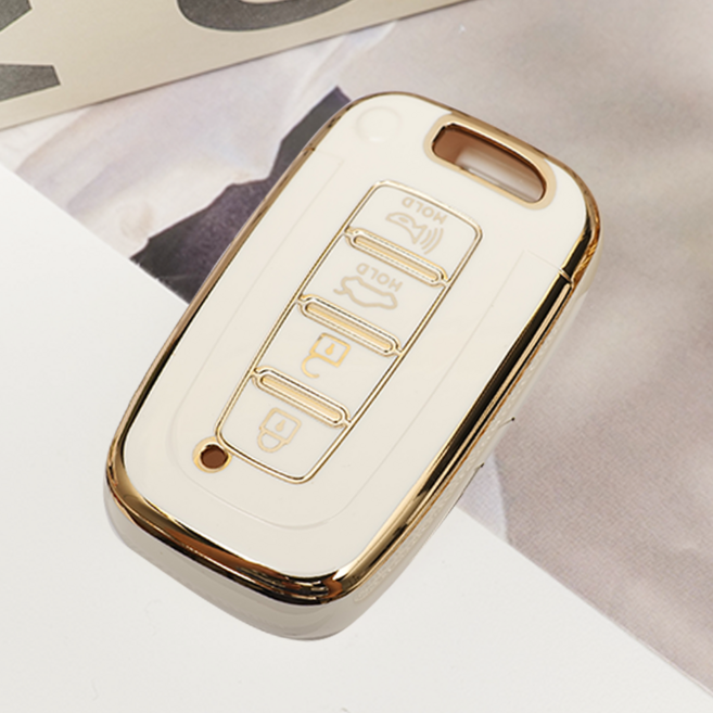 바이어블 현대기아 자동차 tpu 키케이스 키홀더 키커버 3버튼 4버튼, 4버튼 F타입 화이트골드 (VA-TA32)