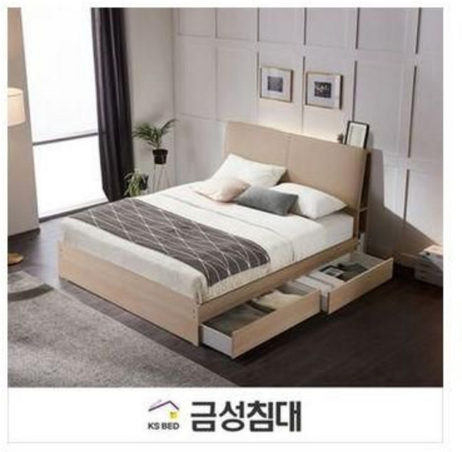 금성침대 908 LED 수납침대(Q)-본넬스프링 매트리스, 메이플