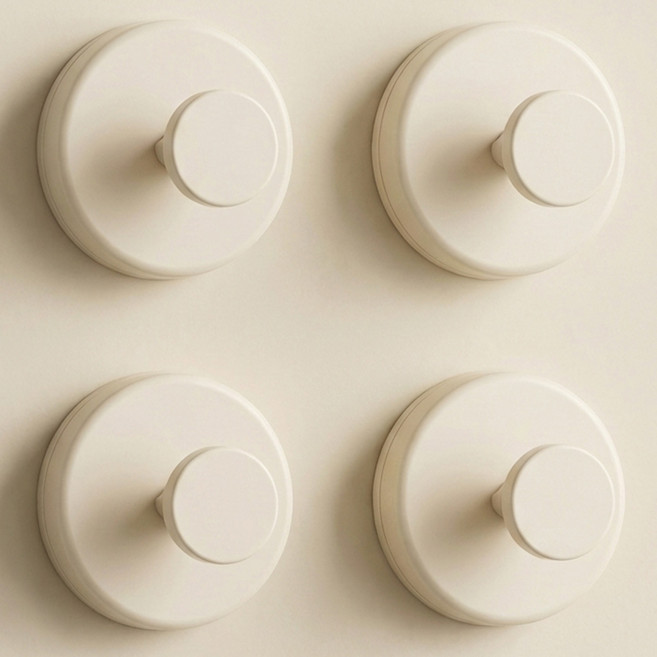 네이빈 흡착식 후크 걸이 무타공 다용도 고리, 4개, 아이보리