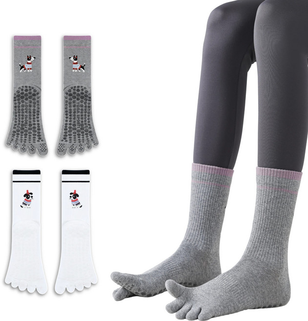 스위트나나 여성 필라테스 논슬립 요가 발가락양말 미끄럼방지 운동용 2켤레 세트