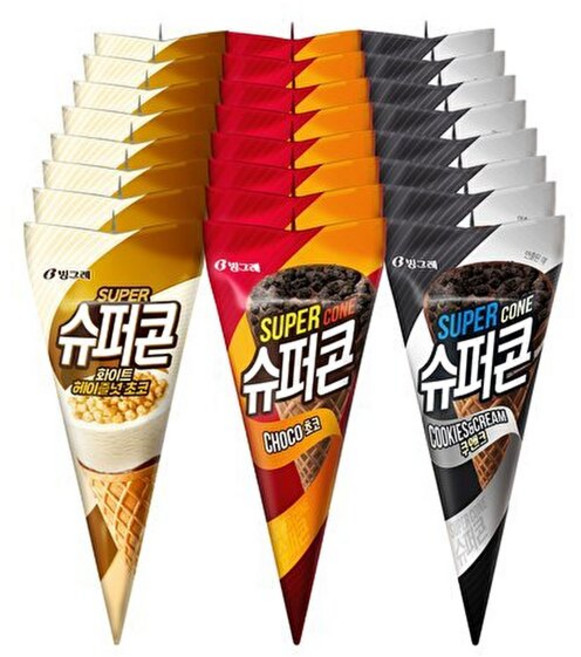 빙그레 [T]빙그레 슈퍼콘 혼합 24개 아이스크림 (초코8+쿠앤크8+화이트8), 150ml