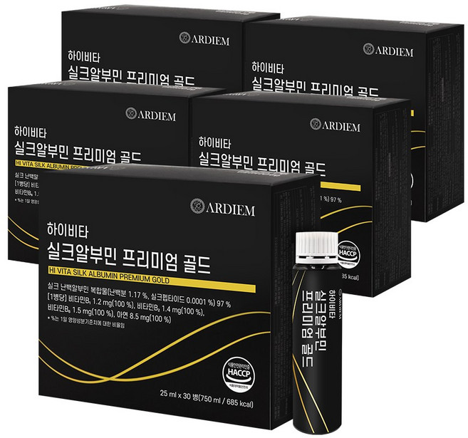 아르디엠 하이비타 실크 알부민 프리미엄골드 마시는 알부민 실크 펩타이드 난백분 25ml x 30병, 5박스, 30회분