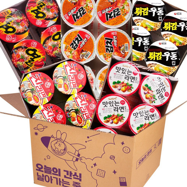 사무실 컵라면 3-3 탕비실 간식 소컵 30개 맛있는 튀김우동 김치 열 진라면
