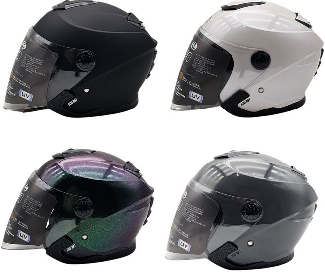 더뉴 RS10 신형 오토바이 헬멧 오픈페이스 초경량 썬바이저 내장 고급헬멧 안티포그쉴드, L, 무광스톤블랙