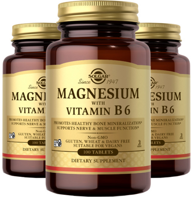 솔가 마그네슘 비타민 B6 포함 타블렛, 100정, 3개