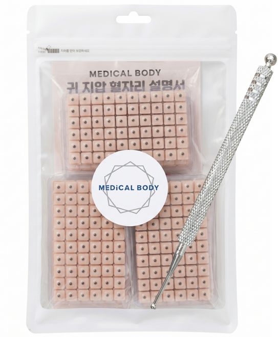 메디컬바디 귀지압패치 1800매 & 지압스틱 1개 [혈자리 안내서 포함], 혼합, 1세트
