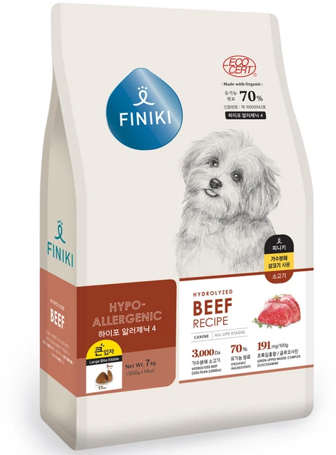 피니키 70% 유기농 가수분해 (큰입자) 강아지사료, 소, 7kg, 1개 - 쿠팡