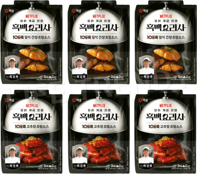 백설 흑백요리사 10분쿡 일식 간장조림 소스 3개 + 고추장조림 소스 3개 혼합세트, 100g, 8개
