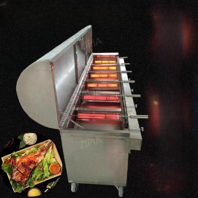 ZIPIA 업소용 양꼬치 기계 통돼지 자동 바베큐 구이 회전 화로 캠핑, M. 가스4헤드, 1개