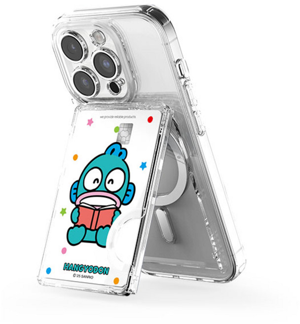 산리오 투명 마그네틱 멀티 스탠드 카드지갑(맥세이프 호환), 1개, 위크앤드_한교동