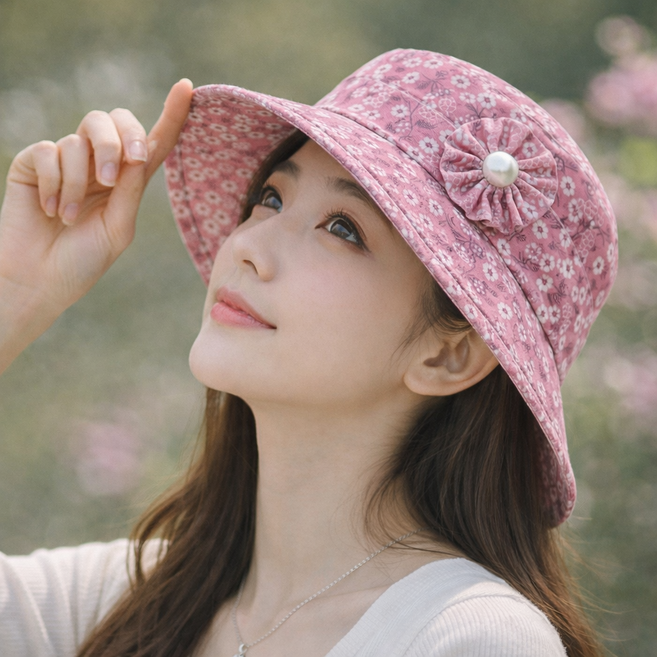 YIEUN 세련된 중장년 여성모자 썬햇 자외선차단 넓은 챙 모자