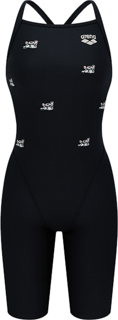 아레나 플러피프렌즈3 여성 4부 선수 반신 싱글 크로스 스트랩백 실내 수영복 A5FL1CE09 블랙 2001부평점