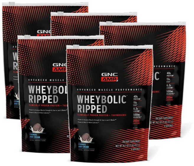 지엔씨 웨이볼릭 립드 프로틴 단백질 파우더 쿠키앤크림맛 GNC AMP Wheybolic Ripped, 5개, 472.5g