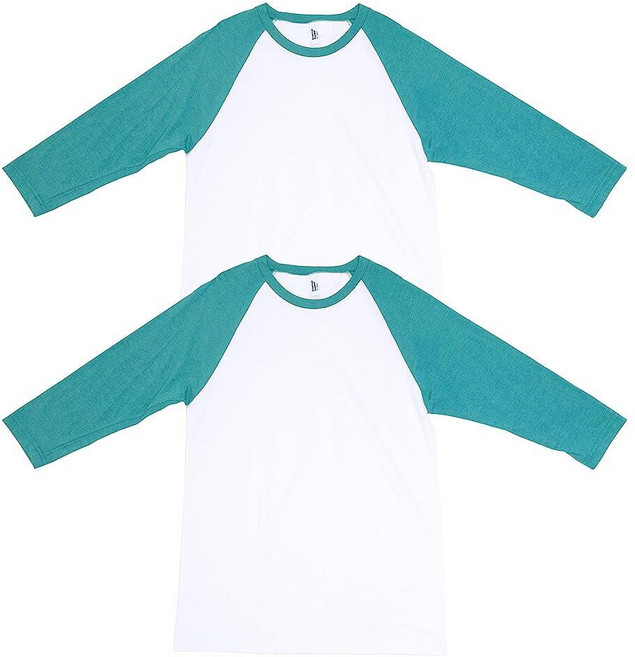 American Apparel 유니 성인용 CVC 래글런 티셔츠 스타일 G2003cvc 2팩 화이트/헤더 인디고 (2팩) XXL